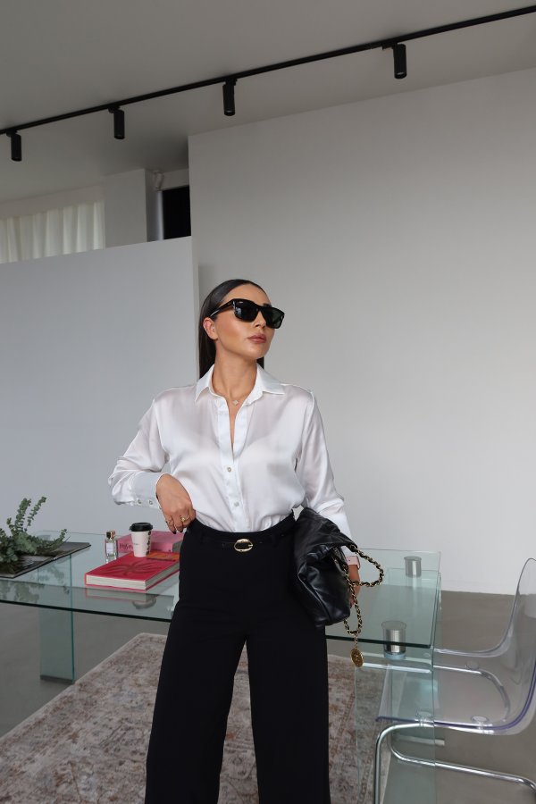 Önü Kısa Arkası Uzun Basic Saten Gömlek