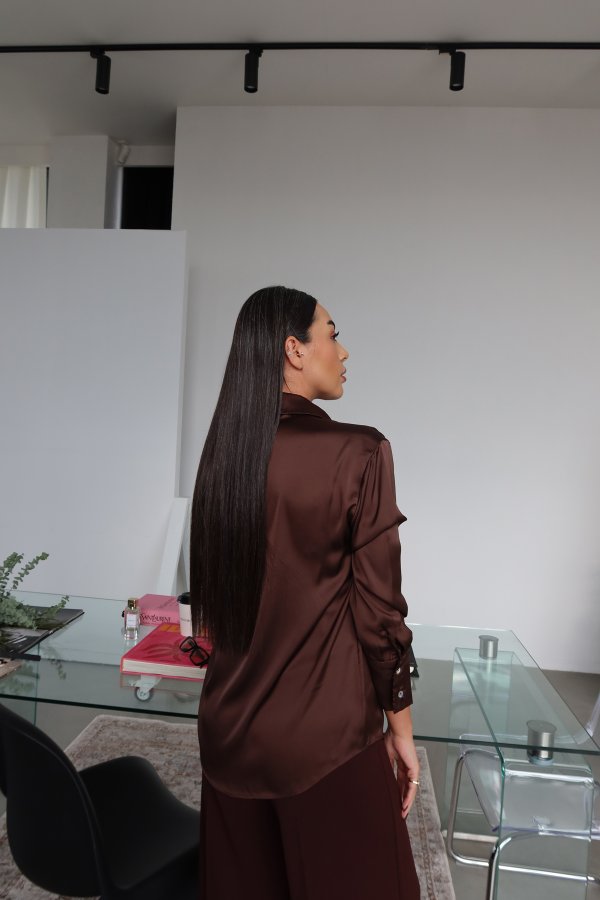 Önü Kısa Arkası Uzun Basic Saten Gömlek