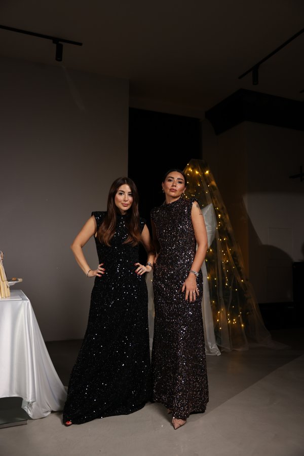 Kolsuz Pul Payetli Uzun Elbise