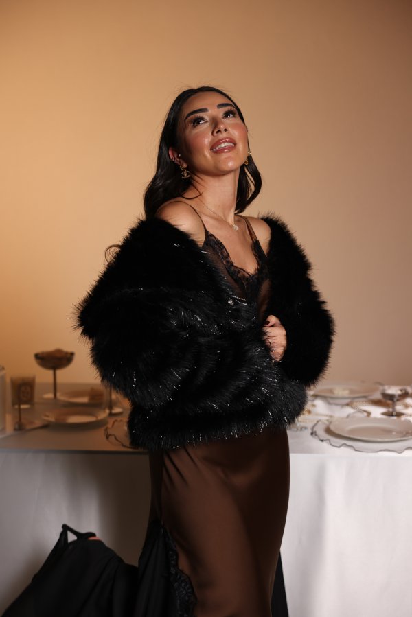 Çıtçıtlı Simli Kürk Ceket