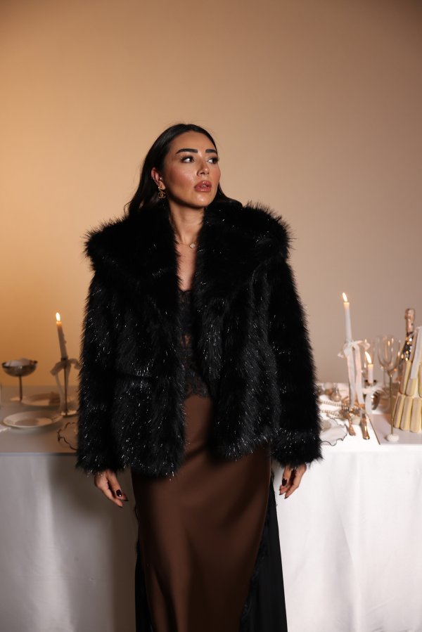 Çıtçıtlı Simli Kürk Ceket