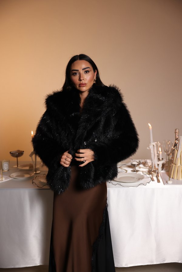 Çıtçıtlı Simli Kürk Ceket