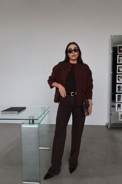 Yıkamalı Süet Kemerli Wideleg Jean