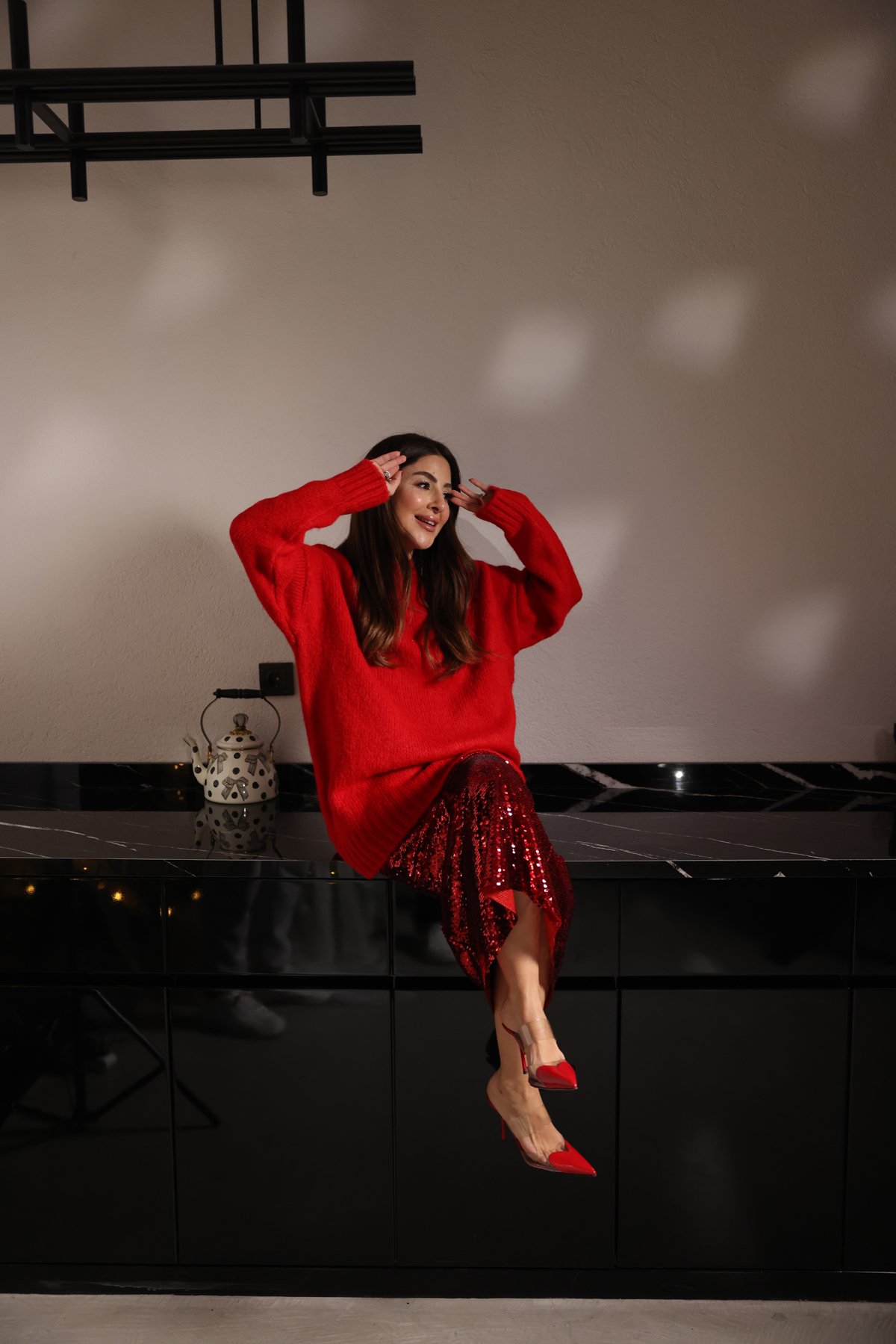 Pul Payetli Midi Boy Etek