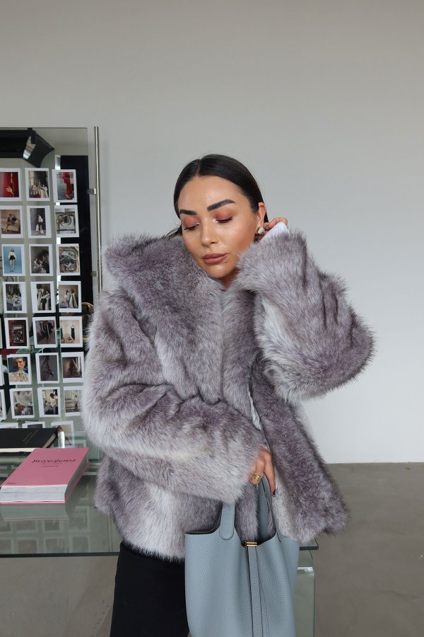 Karışık Desenli Kürk Ceket