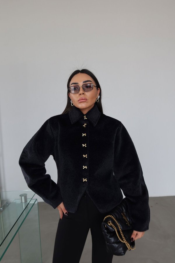 Aksesuar Düğmeli Kendinden Şallı Premium Ceket