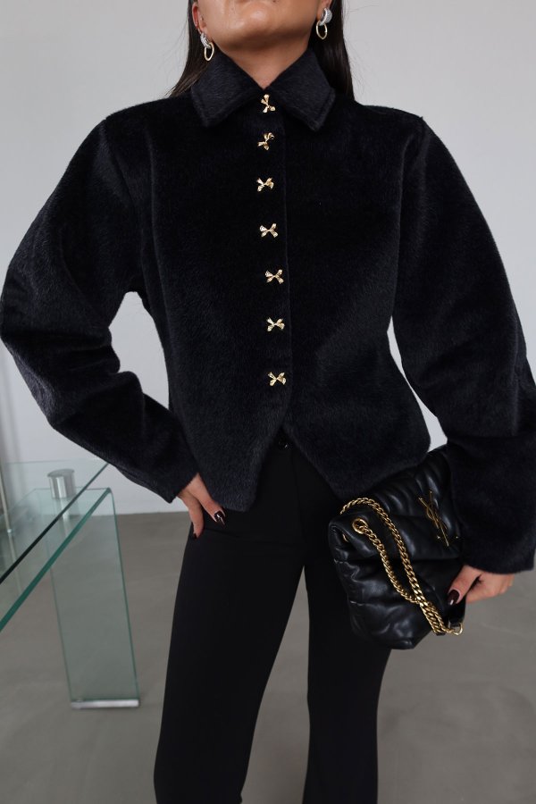 Aksesuar Düğmeli Kendinden Şallı Premium Ceket