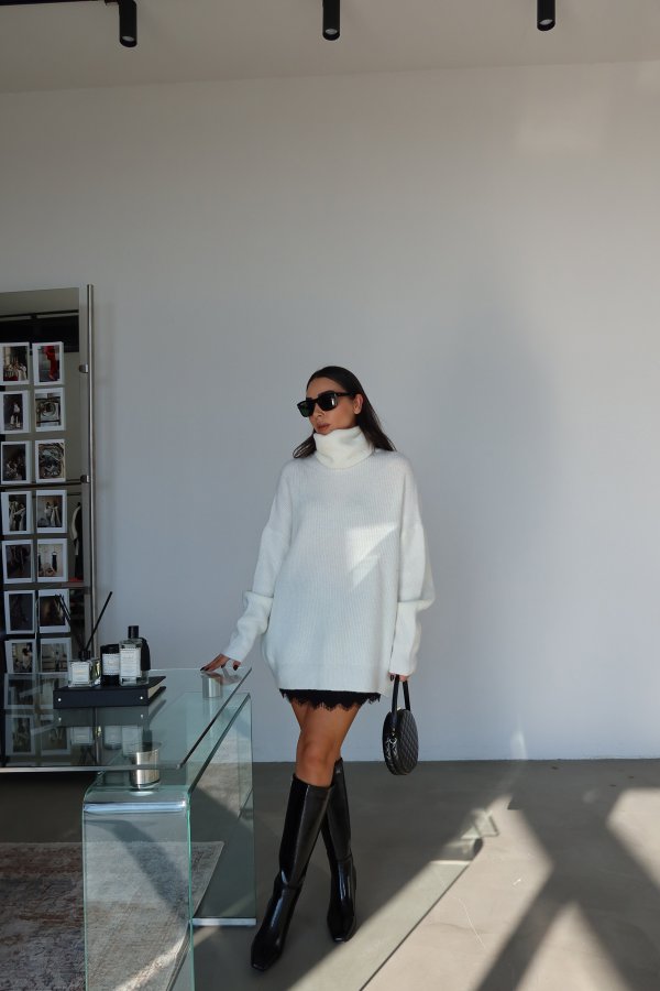 Balıkçı Yaka Oversize Kazak