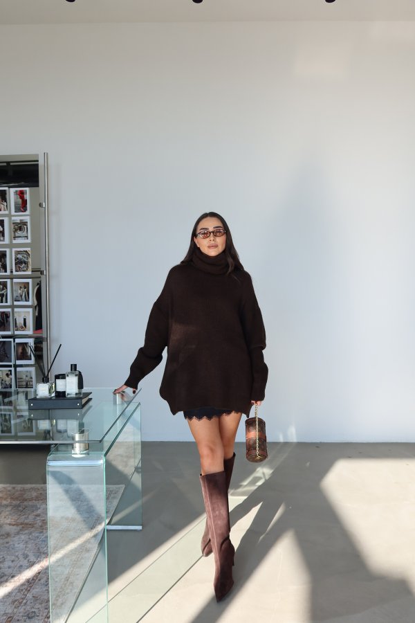 Balıkçı Yaka Oversize Kazak