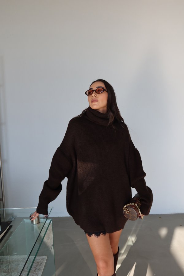 Balıkçı Yaka Oversize Kazak