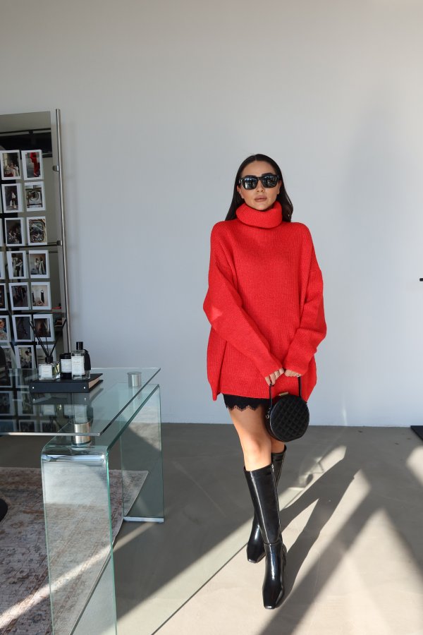 Balıkçı Yaka Oversize Kazak