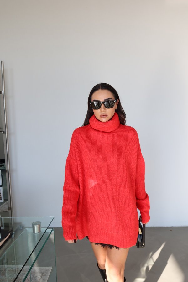 Balıkçı Yaka Oversize Kazak