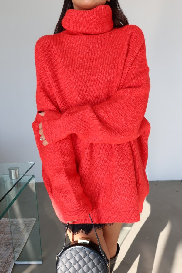 Balıkçı Yaka Oversize Kazak