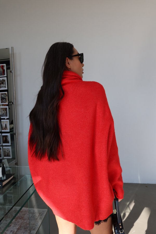 Balıkçı Yaka Oversize Kazak