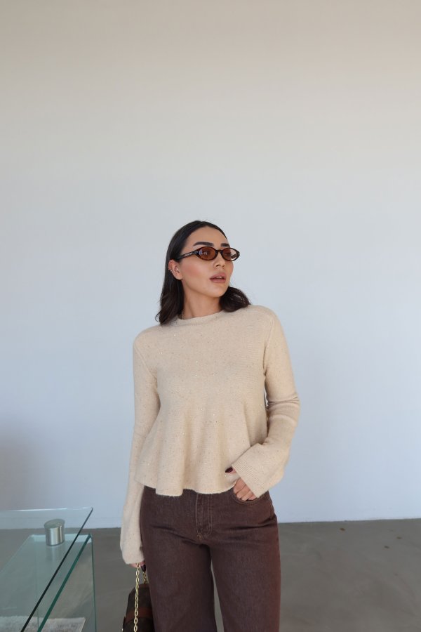 Pullu Simli Peplum Kazak