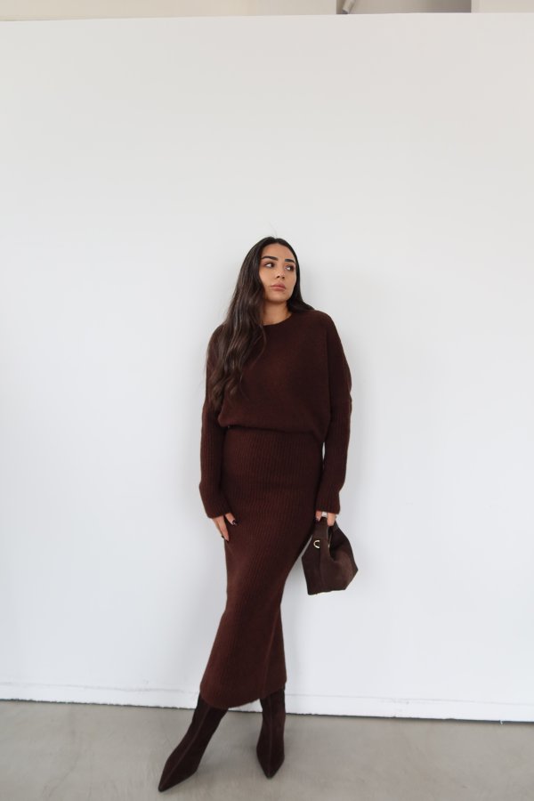 Uzun Kollu Yumuşak Dokulu Triko Elbise