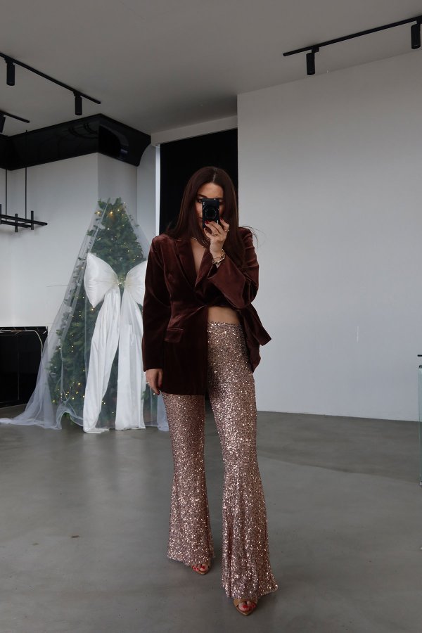 Pul Payetli İspanyol Paça Pantolon