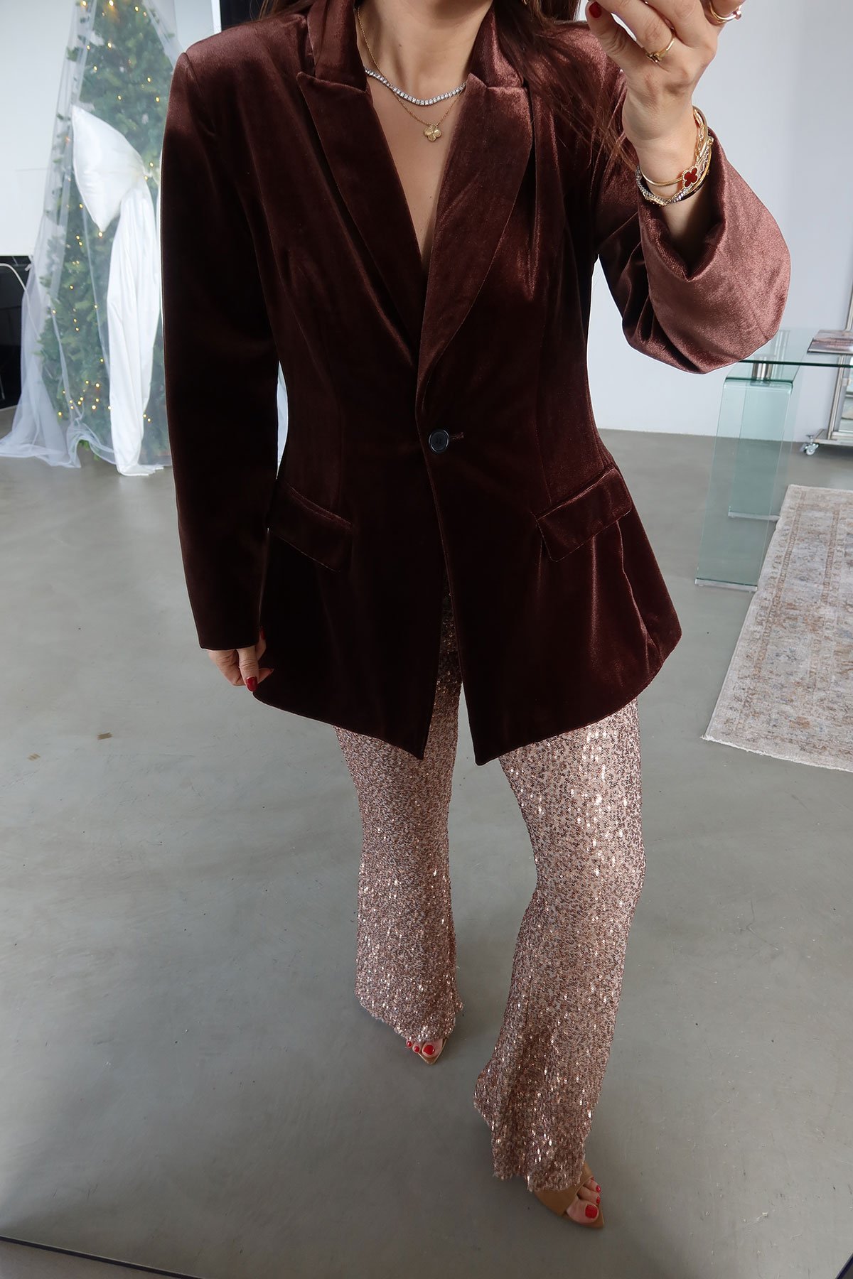 Pul Payetli İspanyol Paça Pantolon