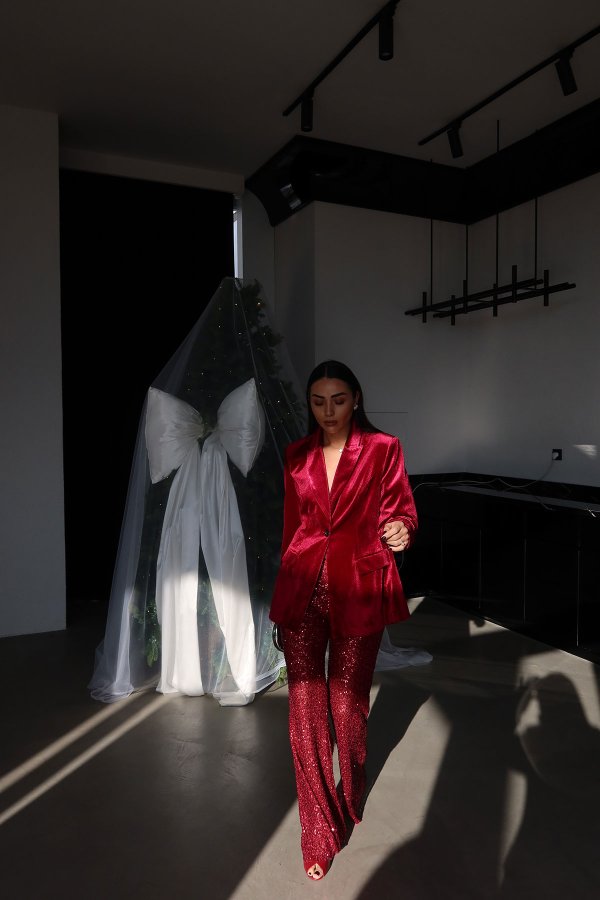 Pul Payetli İspanyol Paça Pantolon