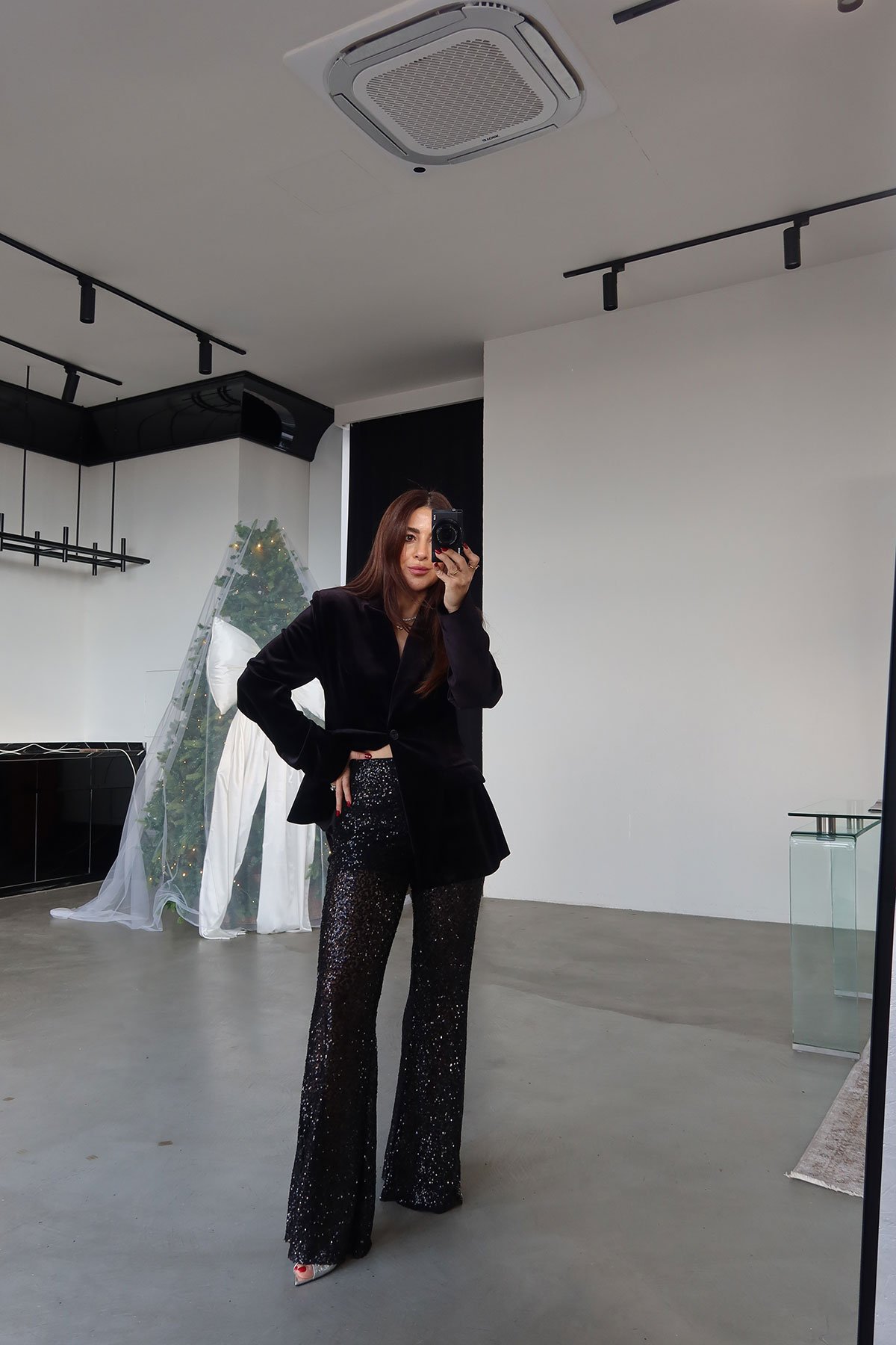 Pul Payetli İspanyol Paça Pantolon