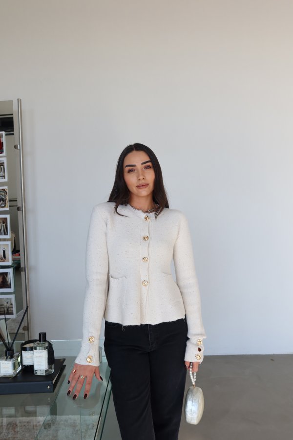 Pullu Simli Peplum Hırka