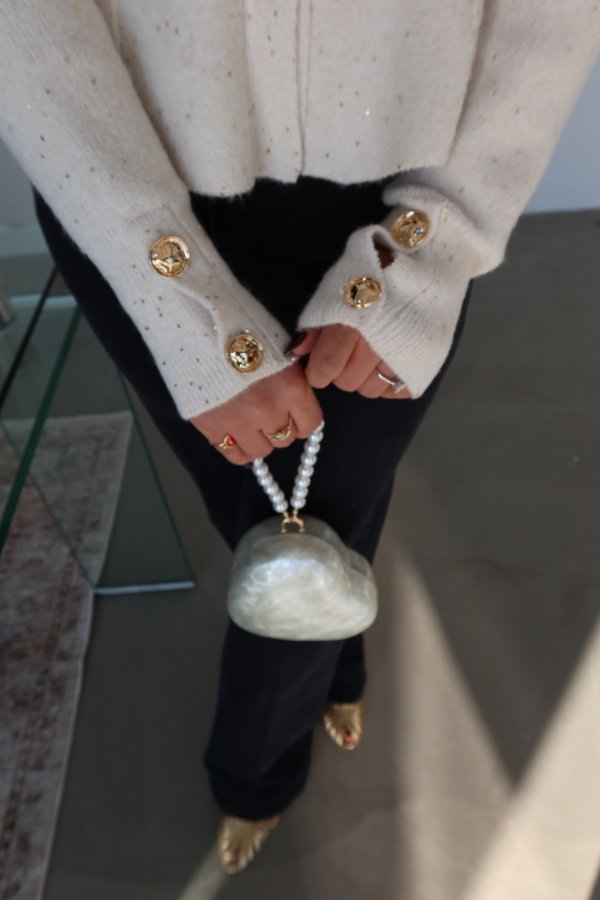 Pullu Simli Peplum Hırka