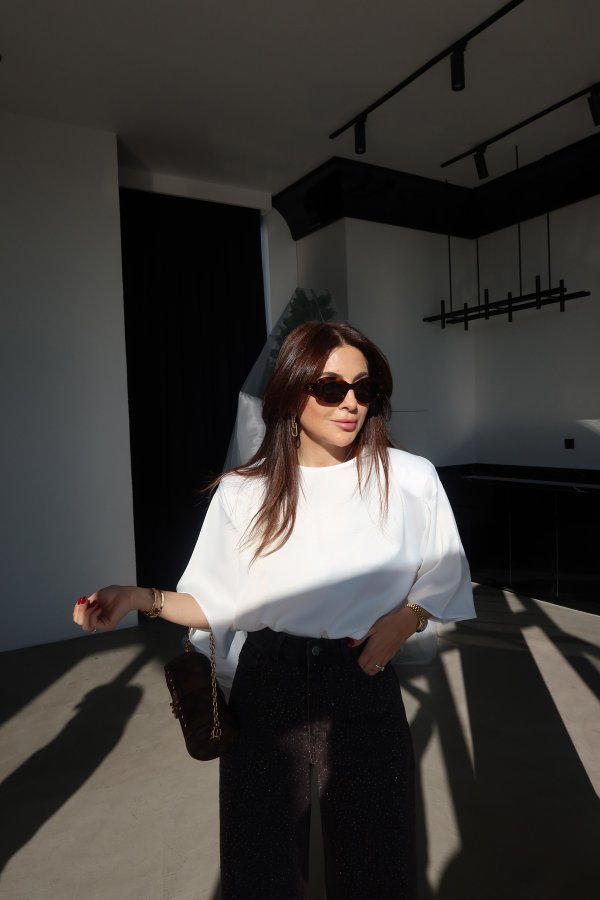 Ö.Ö Omuzu Vatkalı Premium Saten Bluz