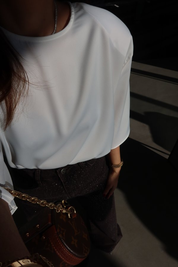 Ö.Ö Omuzu Vatkalı Premium Saten Bluz