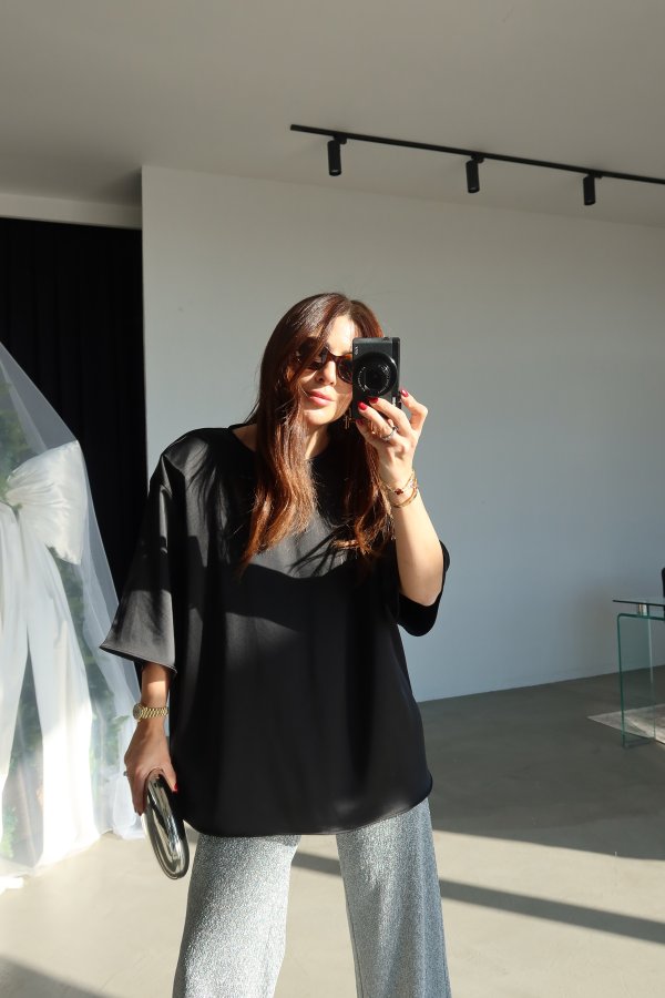 Ö.Ö Omuzu Vatkalı Premium Saten Bluz