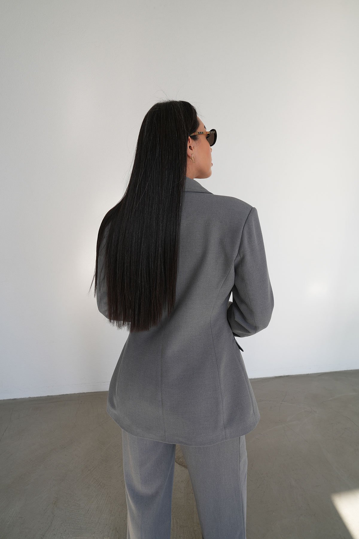 Kruvaze Yaka Ceket Pantolon Takım