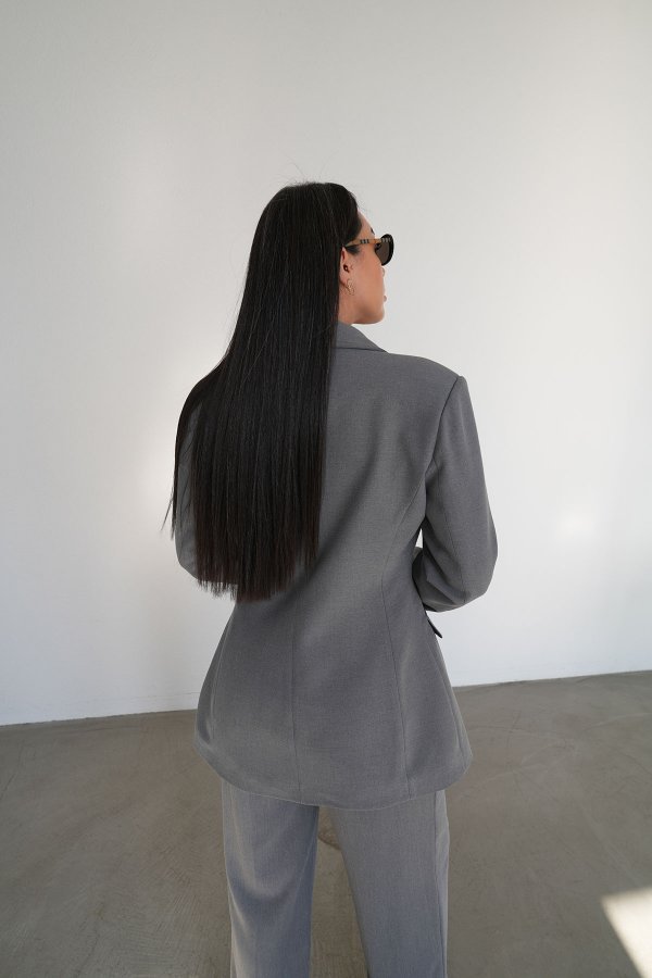 Kruvaze Yaka Ceket Pantolon Takım