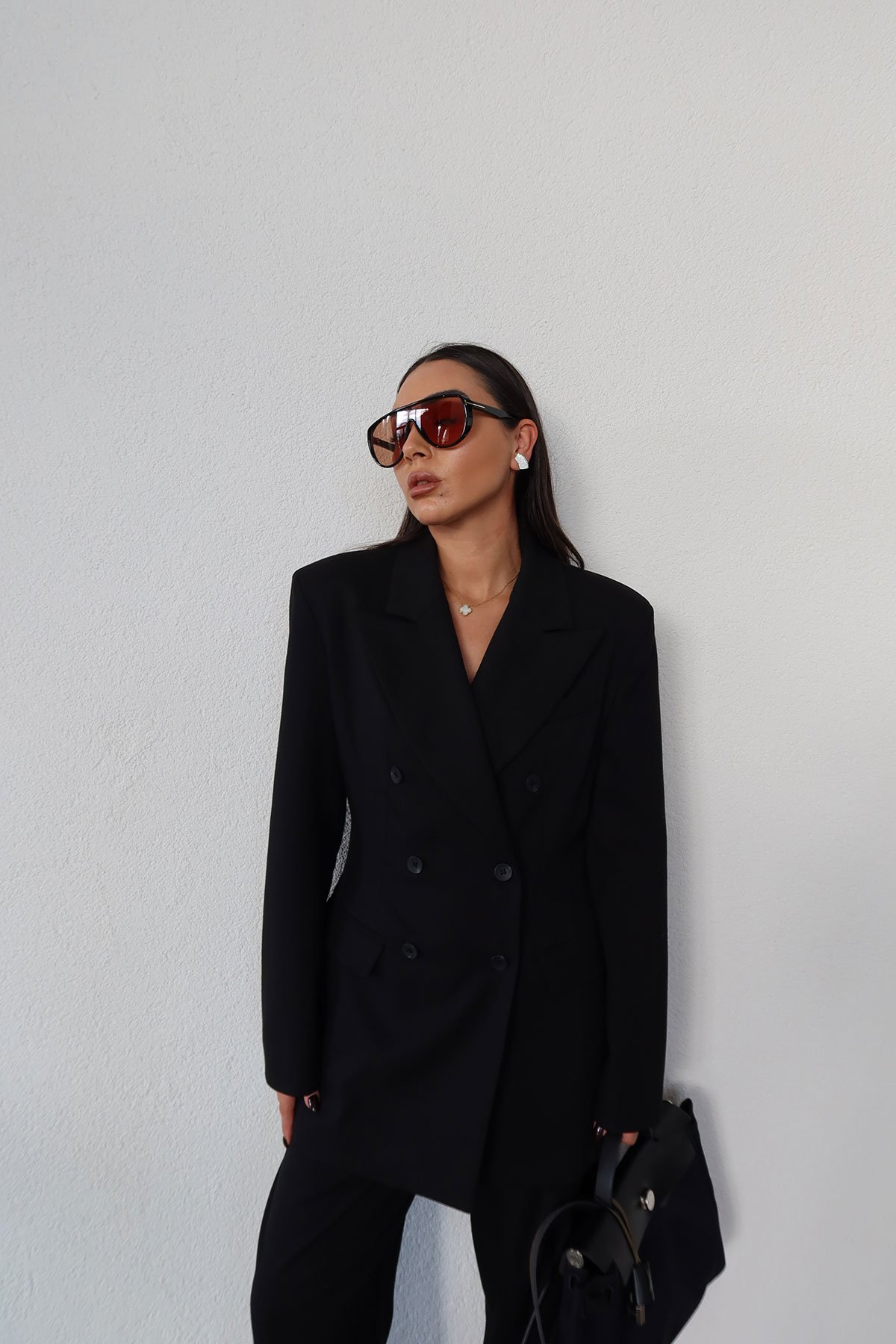 Kruvaze Yaka Ceket Pantolon Takım