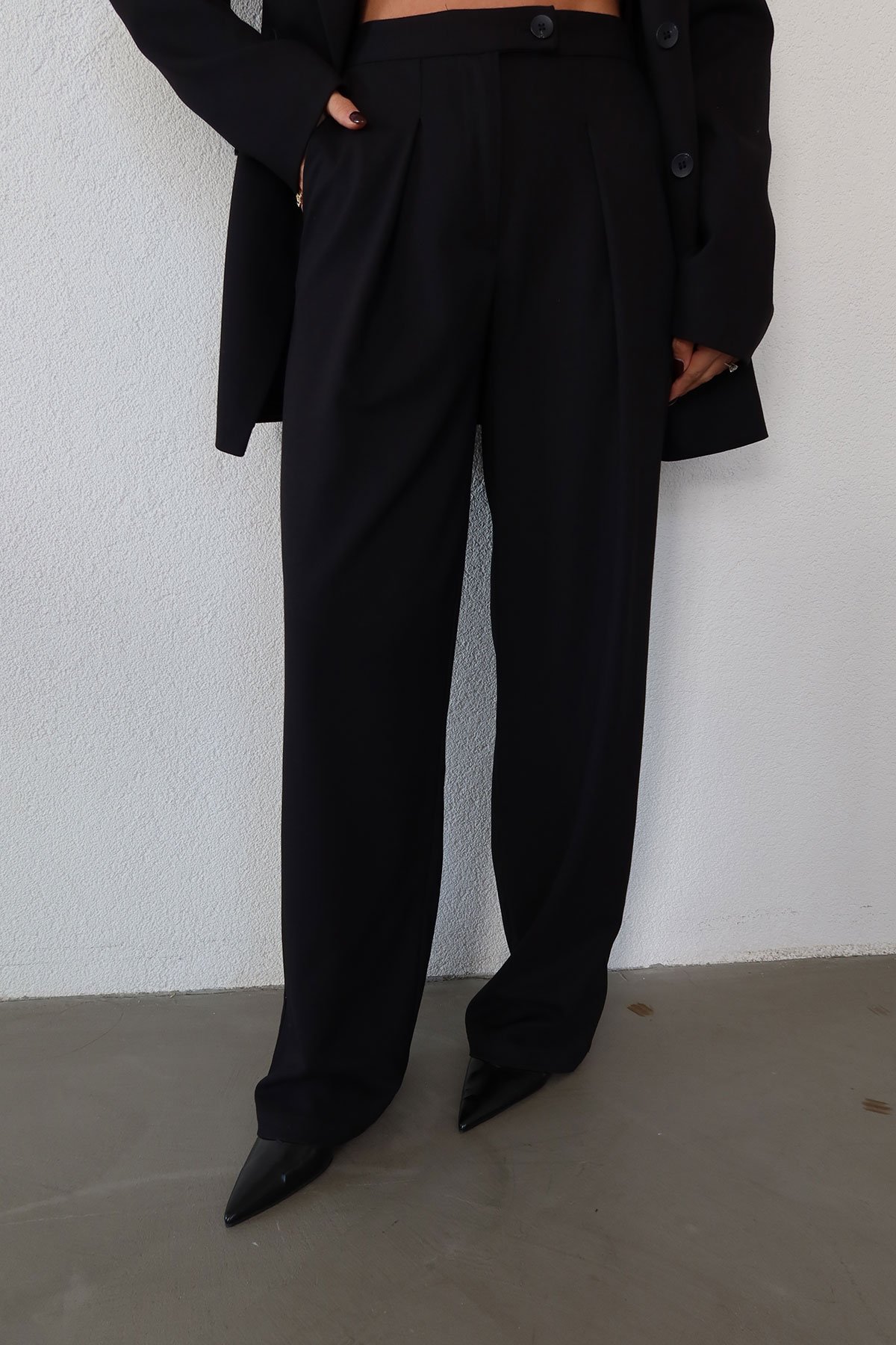 Kruvaze Yaka Ceket Pantolon Takım