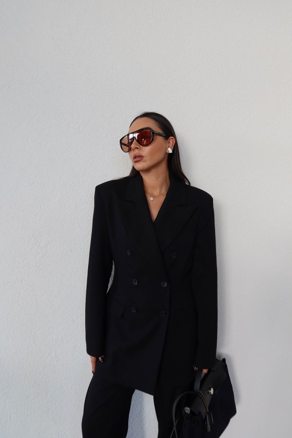 Kruvaze Yaka Ceket Pantolon Takım