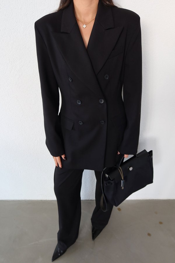 Kruvaze Yaka Ceket Pantolon Takım