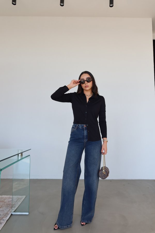 Geniş Paça Eskitme Jean