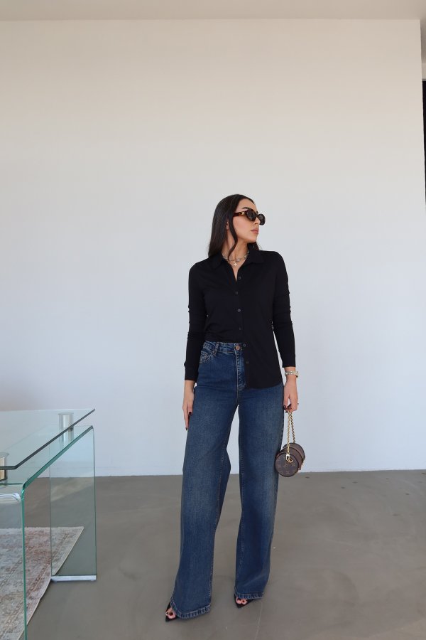 Geniş Paça Eskitme Jean