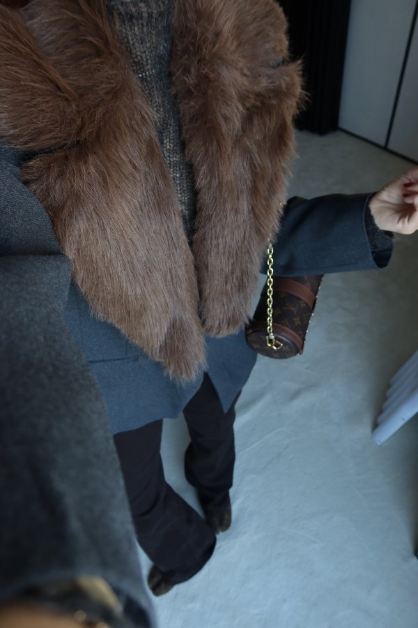 Yakası Kürklü Kruvaze Ceket