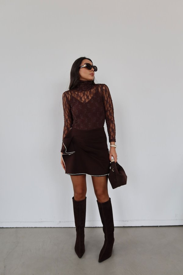 Önü Taş Detaylı Tasarım Şort Etek