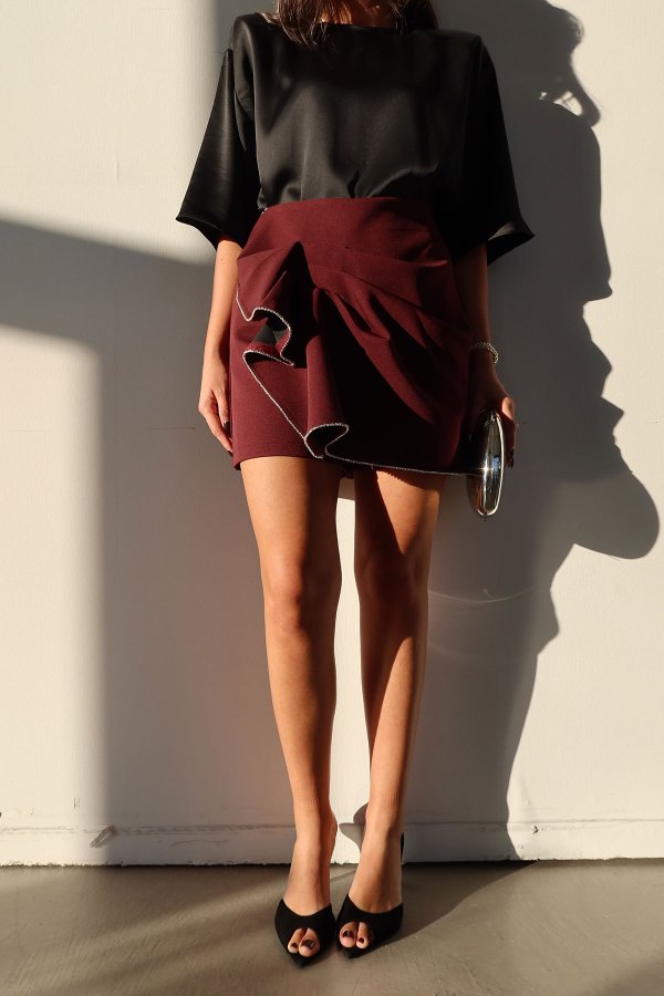 Önü Taş Detaylı Tasarım Şort Etek