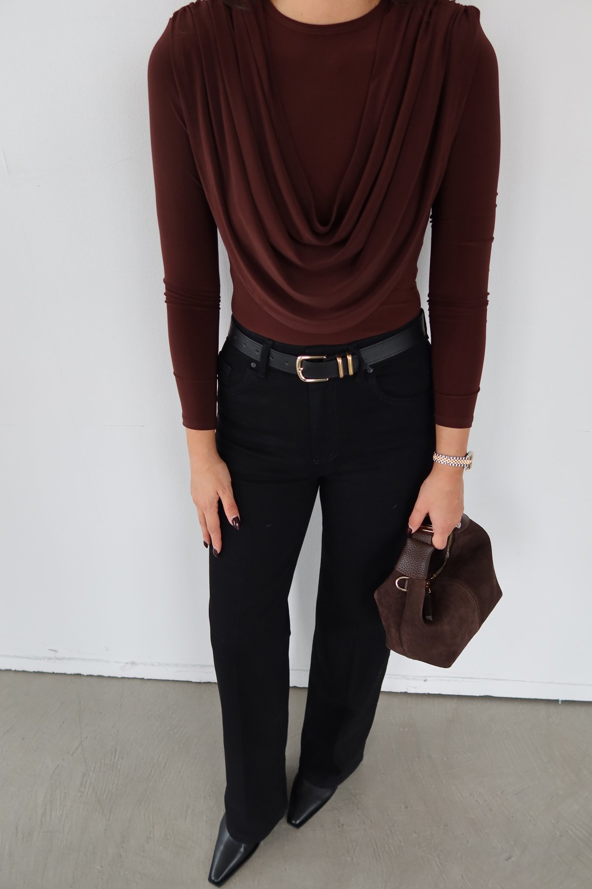 Omuzu Vatkalı Drapeli Crop Bluz