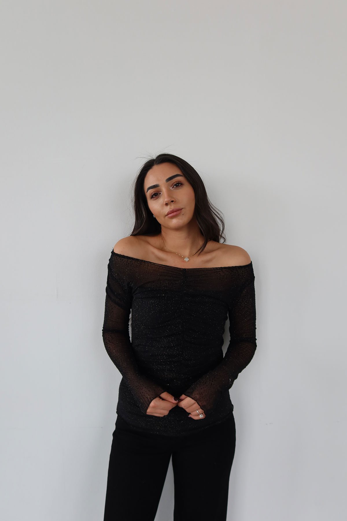 Önü Büzgülü Transparan Bluz