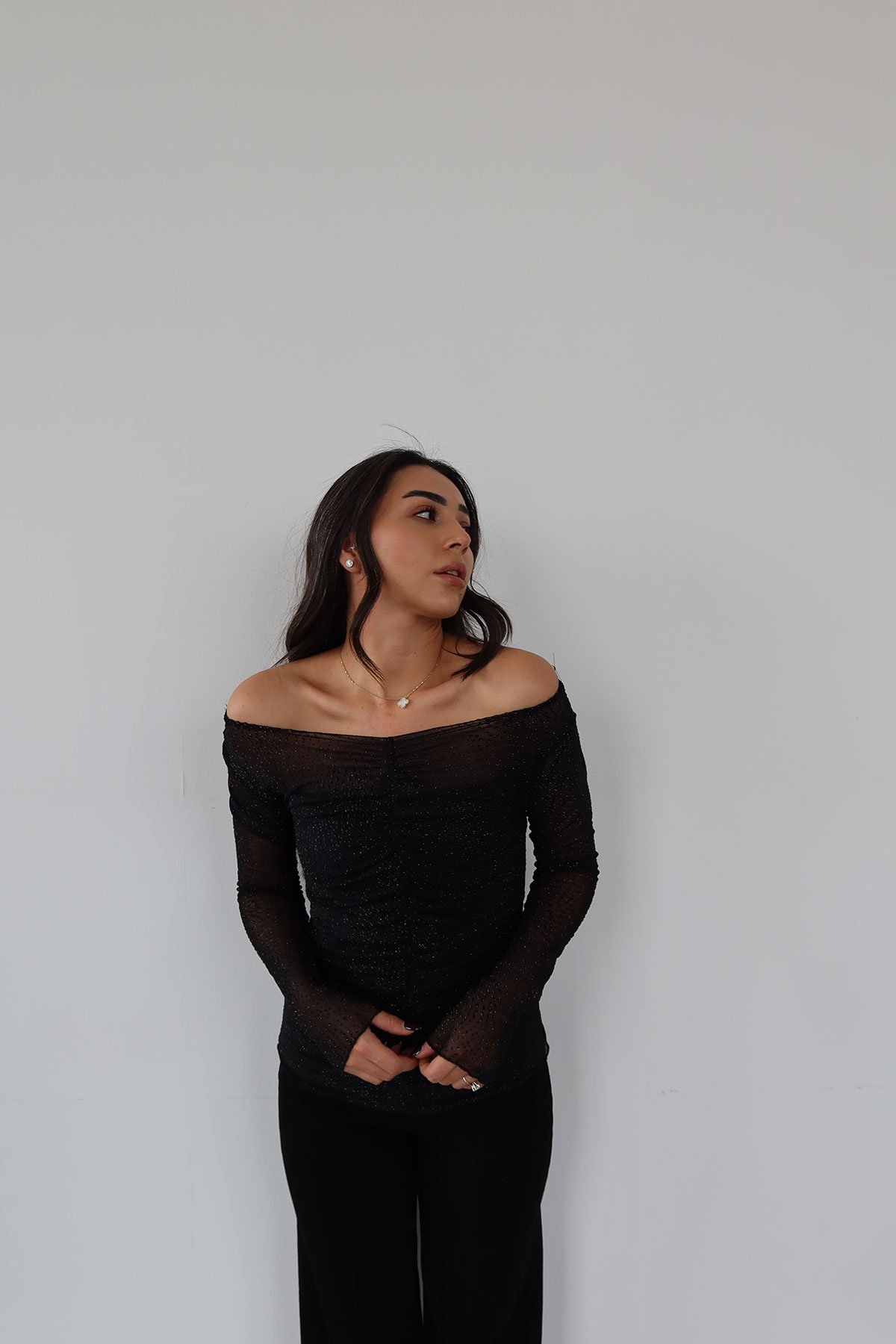 Önü Büzgülü Transparan Bluz