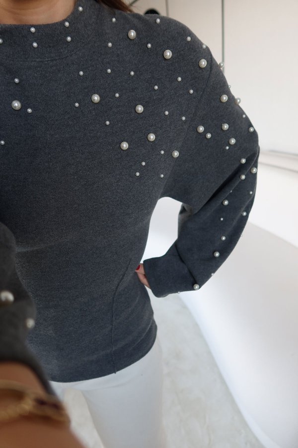 İncili Dikiş Detaylı Triko Bluz