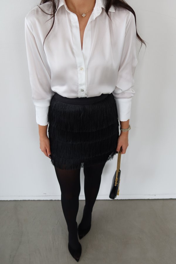 Püsküllü Mini Saten Etek