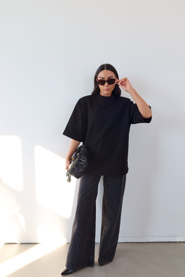 Üzeri Taş Baskılı Premium Jean