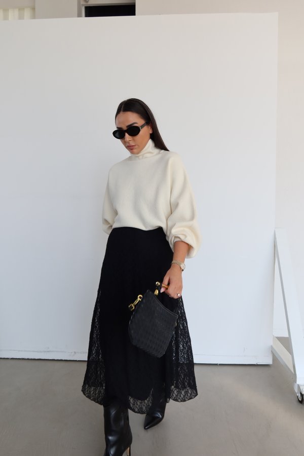 Beli Lastikli Dantel Etek