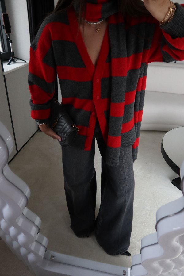 Çizgili Atkılı Triko Hırka