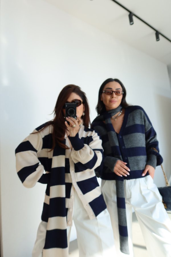 Çizgili Atkılı Triko Hırka