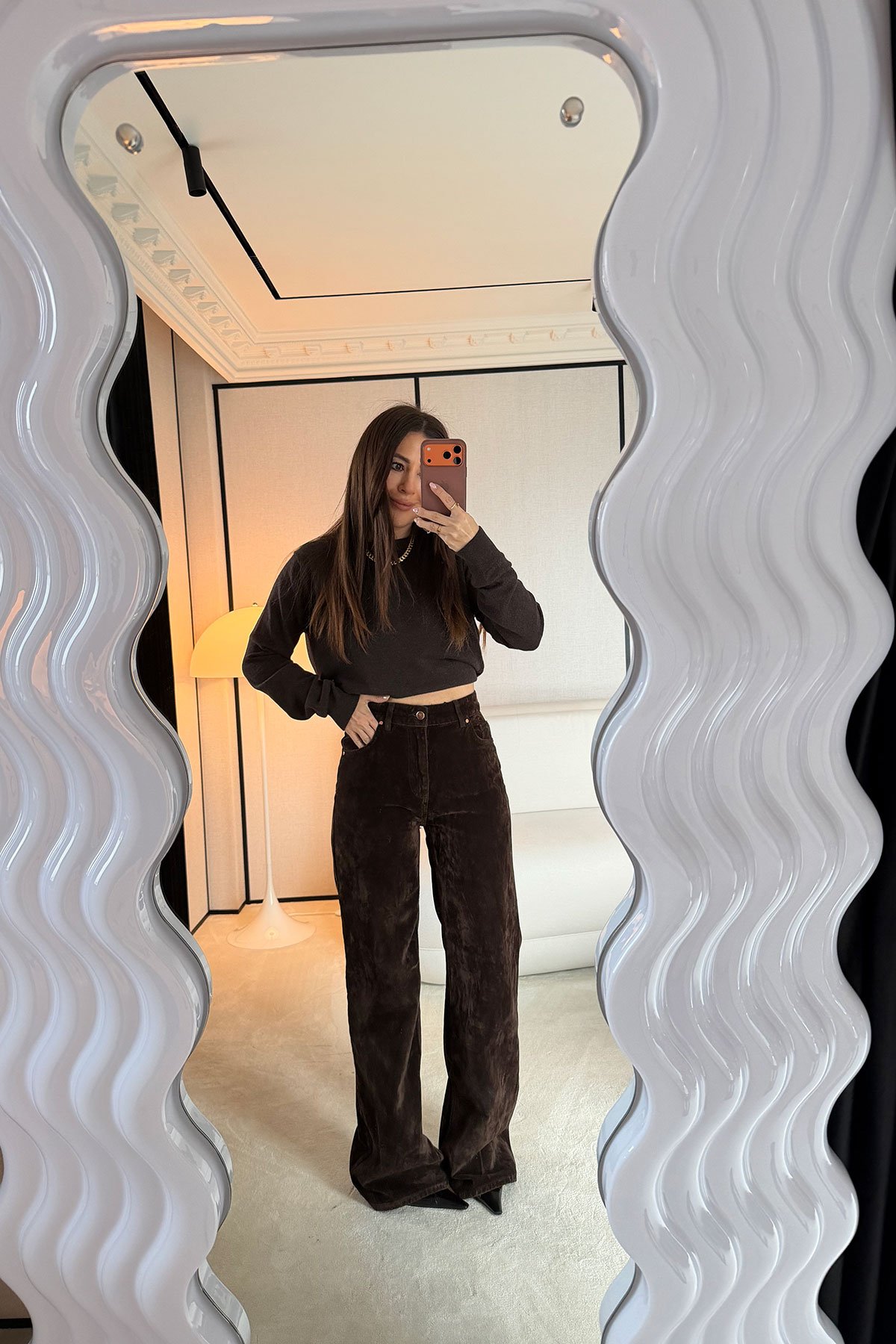 Flok Kaplama Wideleg Pantolon